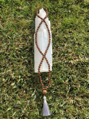 Japamala de Rudraksha, Olho de Tigre e Hematite