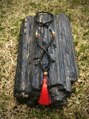 Japamala de Turmalina Negra e 7 Chakras